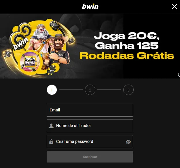 Formulário rápido para criar conta de jogador